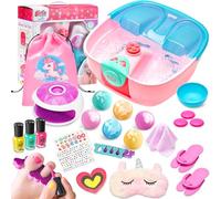 Spa Day Kit for Girls, Foot Bath with Nail Dryer and Bath Bombs, Foot Bath for Children, Foot Bath with Music, Foot Bath and Nail Polish Set, Toys for Girls, Gifts