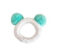 Spa Face Headband for Make-Up and Washing, Creative Hair Bands with Plush Pompom, Elastic Head Wrap for Girls and Women, Cute Headband for Yoga, Sports, Cosmetics, Shower, Mint Green
