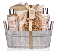 Spa Gift Basket â€“ Bath and Body Set with Vanilla Fragrance by Lovestee - Bath Gift Basket Includes Shower Gel Body Lotion Hand Lotion Bath Salt Eva Sponge and a Bath Puff