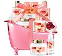 Spa Gift Basket, Spa Kit for Women, Bath & Body Gift Set, Home Spa Bath Gift Basket, Strawberry Scented Bath Set Christmas Gifts, Pamper Kit for Girls & Teens, Birthday Gift, Bath Self Care Gift