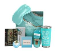 Spa Gift Set for Women, 6-Piece Marble Collection with Bath Bomb, Bath Salt, Diamond Soap, Thermal Mug and Gift Card