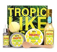 Spa Gift Set for Women, Gifts for Women, 6PCS Bath and Body Set with Pineapple Scented Includes Essential Oil, Scented Candle, Bath Salt, Bath Bomb and Salt Scrub. Romantic Gift Box for Valentines