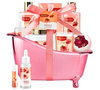 SPA Gifts for Her Gift Baskets for Women, Spa Gifts for Mom Strawberry Scent - Rich in Jojoba Oil Shea Butter with Body Lotion, Bath Bomb, Care Package, Birthday Gift