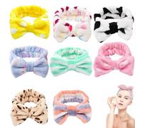 Spa Headband 8 Pack Coral Fleece Makeup Headband for Washing Face Stretch Soft Skincare Headband with Bow Skin-Friend Cosmetic Headband Gifts for Teen Girls Women Spa Headbands/53