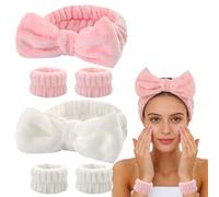Spa Headband and Wristband Set, Face Wash Headband with Absorbent Wrist Bands for Washing Face, Soft Skincare Hair Band & Wrist Cuffs Set for Women
