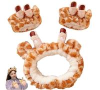 Spa Headband and Wristband Set for Washing Face Cute Giraffe Makeup Skincare Shower Head Wraps and Wrist Bands for Women Girls