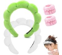Spa Headband for Washing Face, Makeup Headband, Bubble Skincare Headbands with Face Wash Wristbands, Terry Cloth Headband Soft Puffy Headbands for Women Gifts