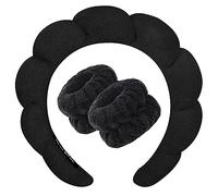 Spa Headband for Washing Face, Terry Cloth Non Slip Puffy Padded Headwear; Bubble Soft Get Ready Hairband with Wristband, Thick Sponge Makeup Skincare Accessories for Women Girls