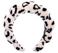 Spa Headbands Puffy Makeup Skincare Headbands for Washing Face or Facial, Terry Cloth Fabric Shower Hair Accessory for Makeup Removal Shower Skin Treatment(leopard, Black/White)