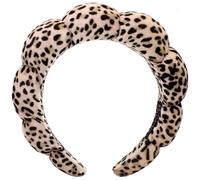 Spa Headbands Puffy Makeup Skincare Headbands for Washing Face or Facial, Terry Cloth Fabric Shower Hair Accessory for Makeup Removal Shower Skin Treatment(Small Leopard Print)