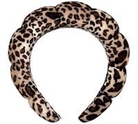 Spa Headbands Puffy Makeup Skincare Headbands for Washing Face or Facial, Terry Cloth Fabric Shower Hair Accessory for Makeup Removal Shower Skin Treatment(Dark Leopard)