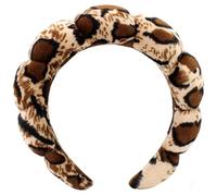 Spa Headbands Puffy Makeup Skincare Headbands for Washing Face or Facial, Terry Cloth Fabric Shower Hair Accessory for Makeup Removal Shower Skin Treatment(Bigger leopard print)