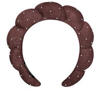 Spa Headbands Puffy Makeup Skincare Headbands for Washing Face or Facial, Terry Cloth Fabric Shower Hair Accessory for Makeup Removal Shower Skin Treatment(Coffee, Rhinestone)
