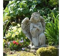 Spa Kneeling Angel Girl With Arms Crossed Small Cast Stone Statuary