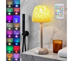 Spa-Like Shower Lamp - Waterproof Bathroom Lamp with 16 Color Ocean Wave Lights Projector,Rechargeable Shower Light with Touch & Remote Control,Shower Lamp Cordless for Inside Bathtub,Shower,Bathroom
