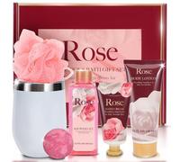 SPA LUXETIQUE Bath Gift Sets for Women, 8PCS Rose Luxury Spa Gifts Box for Women, Pamper Gift Sets with Body Lotion, Shower Gel, Tumbler, Birthday Gifts for Her, Mom, Girlfriend, Valentine's Gifts