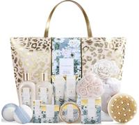 Spa Luxetique Bath Set for Women - 15pcs Jasmine Luxury Spa Gift With Essential Oil, Bubble Bath, Body Butter - Gifts for Mum, Women, Birthday, Mother's Day