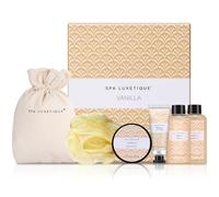 Spa Luxetique Gifts for Women, 6pcs Vanilla Bath Spa Gift Set, Travel Gift Box with Hand Cream, Body Lotion, Shower Gel, Bubble Bath, Mothers Day Gift, Valentine's Gifts for Her Christmas Gift