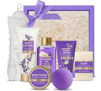 SPA LUXETIQUE WORLD Gifts for Women: Lavender Gift Set with Bubble Bath, A Relaxing Spa Gift for Wife, Girlfriend and Mom. Includes Body Scrub, Body Lotion,