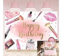 Spa Party Backdrop Pink Spa Day Makeup Salon Themed Happy Birthday Photography Background Sweet Princess Girl Women Cosmetics Theme Party Decorations (7X5FT(82x59inch))
