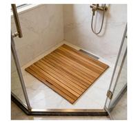 Spa Shower Mat for Isnide Outside Shower, Nordic Style Teak Shower Bath and Spa Mat, Large Small Bathroom Anti-Slip Teak Wood Mat, Raised Slat Design for Drainage(24x32in)