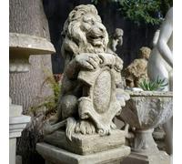 Spa Small Armorial Lion With Shield Statue Gatepost Flf17