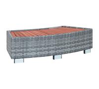 Spa Step Grey 92x45x25 cm PE Rattan & Eucalyptus Hardwood, Powder-Coated Steel