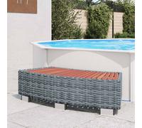 Spa Step Grey 92x45x25 cm PE Rattan & Eucalyptus Hardwood with Steel Frame 6.8kg