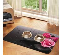 Spa Stone And Rose Flowers print Cats Pet Bowl Placemat Pet Feeding Mats for Dogs, Non-Slip PU Leather Tablecloth for Pets
