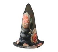 Spa Stone And Rose Flowers Print Hooded Wizard Robe Halloween Cloak Medieval Renaissance Cosplay Christmas Party Outfits