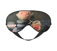 Spa Stone and Rose Flowers Print Sleep Eye Mask Block Out Light,Fashion Blindfold for Women Men Plane Travel Nap
