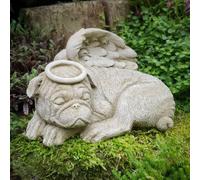 Spa Stone Cast Dog Angel Pug Garden Ornament