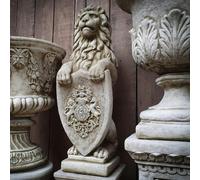 Spa Stone Cast Large Shield 'armorial' Lion Statue Flf26