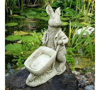Spa Stone Cast Mr. Rabbit Bird Feeder Garden Sculpture An43