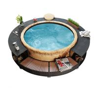 Spa Surround Poly Rattan Seater Hot Tub Surround Relax Furniture Grey/Black