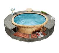 Spa Surround Poly Rattan Seater Hot Tub Surround Relax Furniture Grey/Black