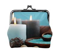 Spa Teal Full Double-Sided Printed Pattern Women's and Girls' Fashionable Leather Kiss Lock Coin Purse Card Bag