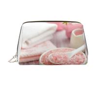 Spa Theme Print Makeup Bag Portable Leather Waterproof Cosmetic Bag Clutch Makeup Brush Bag (6.7x4.3in)