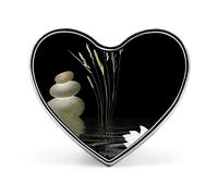 Spa Zen Stones White Lotus Lily Wild Grasses Over Water Black Heart Brooch Pin, Unisex Smooth Surface Lapel Tie Pin, Lightweight Badge Jewelry Crafts Decor for Costume Accessory Men Women