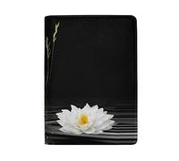 Spa Zen Stones White Lotus Lily Wild Grasses Over Water Genuine Leather Travel Passport Covers, Microfiber Travel Cards Wallet Holder Case Protector for Women and Men