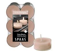 Spaas 12 Maxi Scented Tealights in Transparent Clear Cup, 8 Hours, Cotton Blossom