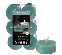 Spaas 12 Maxi Scented Tealights in Transparent Clear Cup, 8 Hours, Minty Hamman