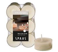 Spaas 12 Maxi Scented Tealights in Transparent Clear Cup, 8 Hours, White Cake Vanilla