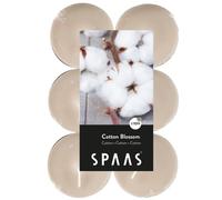 Spaas 12 Scented Maxi Tealights, 10 Hours, Cotton Blossom, Beige, D 58 mm x H 24 mm