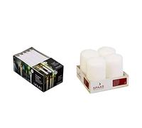 Spaas 20 Household Tapered Dinner Candles 19/180 mm, ± 6 Hours, Unscented, White & Unscented Pillar Candle 50/80 mm, 18 Hours, White