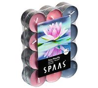 Spaas 24 Scented Tealights Assorted Colours, ± 4.5 Hours, Fairy Waterlily, Grey Blue