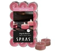 Spaas 30 Scented Clearlights, Tealights in Transparent Clear Cup, ± 4.5 Hours, Magnolia Blossom