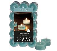 Spaas 30 Scented Clearlights, Tealights in Transparent Clear Cup, ± 4.5 Hours, Minty Hamman