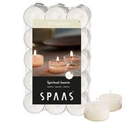 Spaas 30 Scented Clearlights, Tealights in Transparent Clear Cup, 4.5 Hours, Spiritual Jasmine
