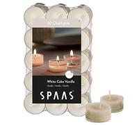 Spaas 30 Scented Clearlights, Tealights in Transparent Clear Cup, ± 4.5 Hours, White Cake Vanilla